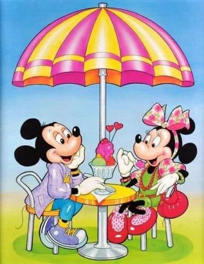 Mickey i MINnie jedzą lody puzzle online
