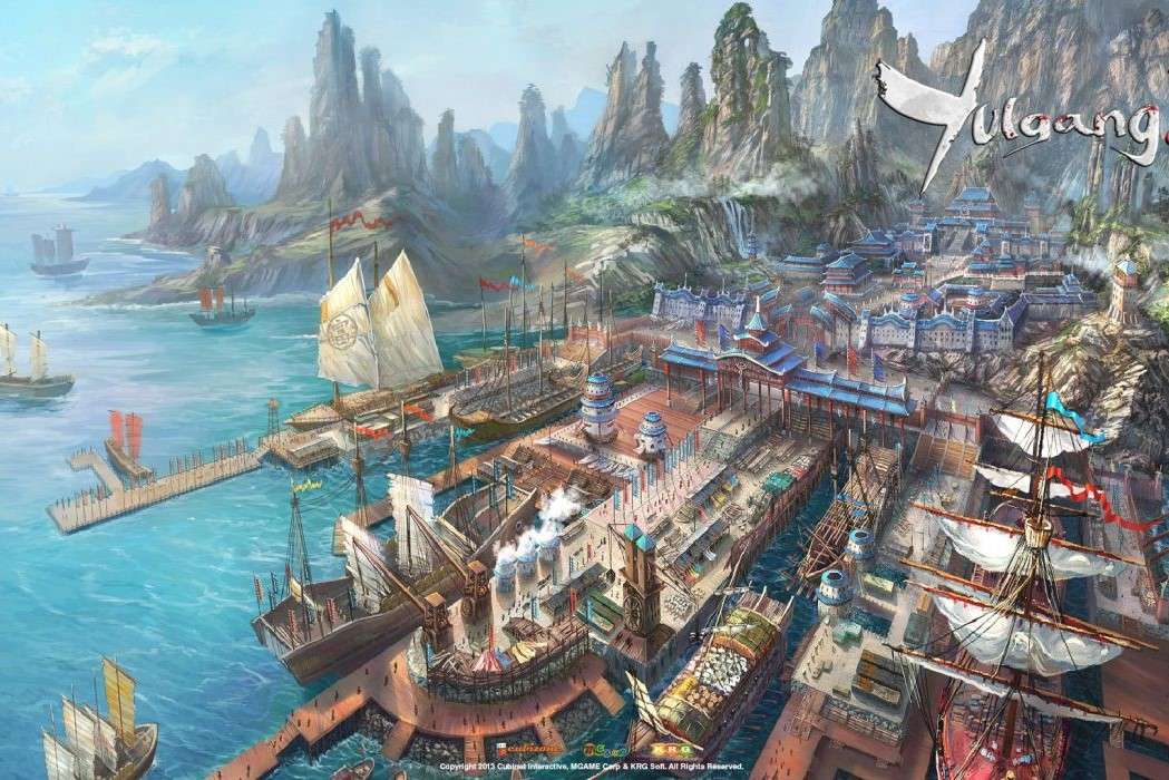Obraz- miasto portowe puzzle online
