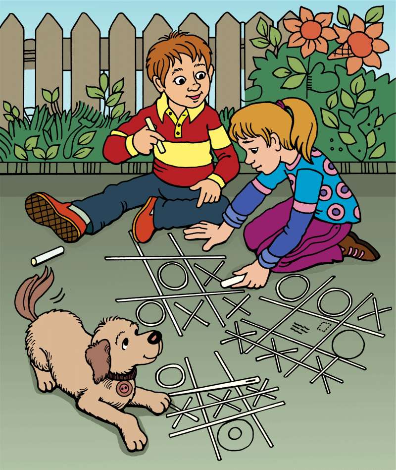Dzieci bawiące się w ogrodzie puzzle online