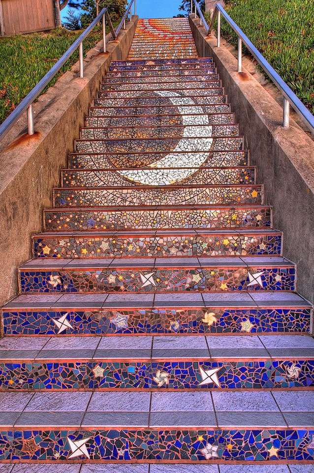 Escada em mosaico quebra-cabeça