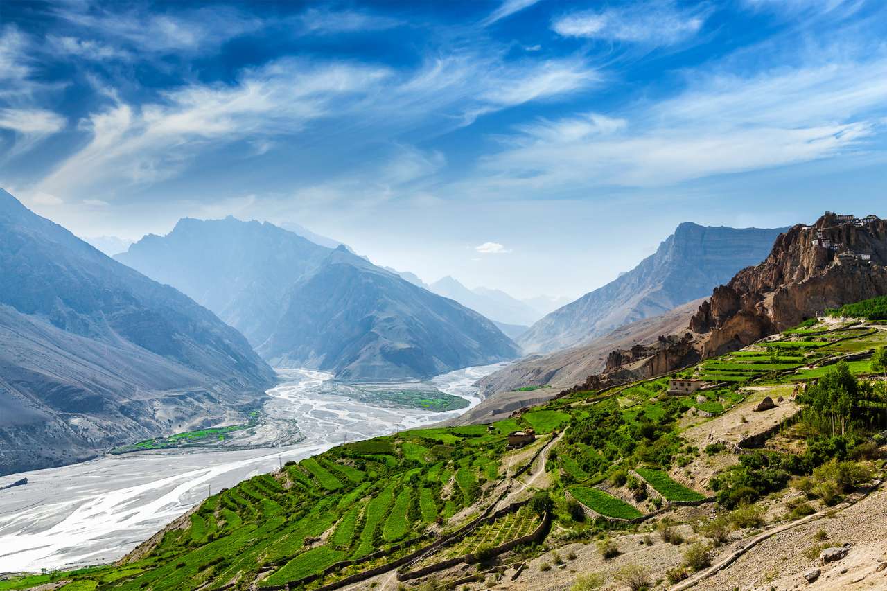 Dolina Spiti i rzeka Spiti w Himalajach puzzle online