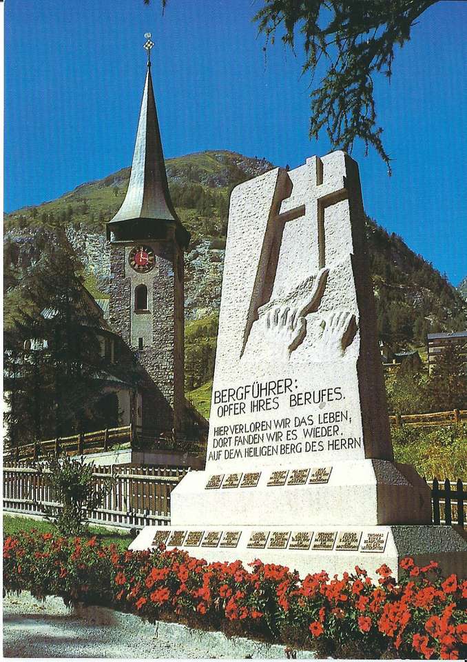 Pomnik przewodnika górskiego w Zermatt puzzle online