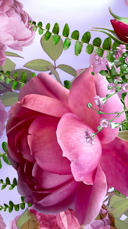 Różowa róża w grafice puzzle online
