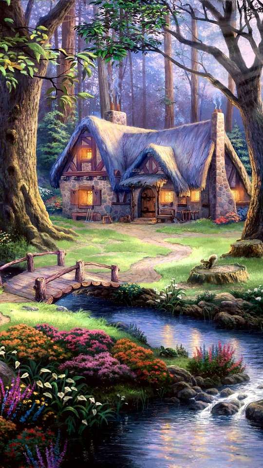 dom w lesie puzzle online