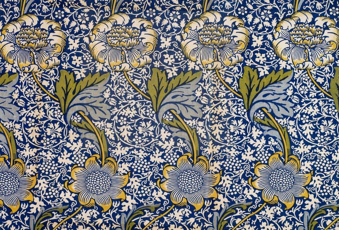 biały niebieski i zielony kwiatowy tekstylia puzzle online