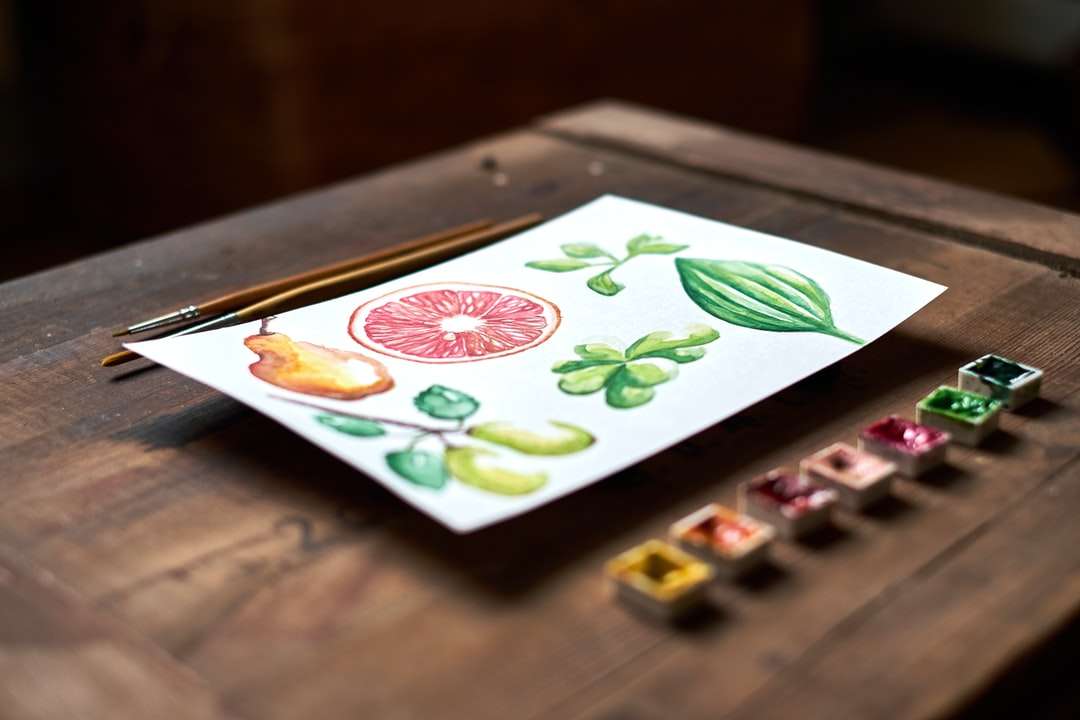 różnorodność malowania owoców na stole puzzle online