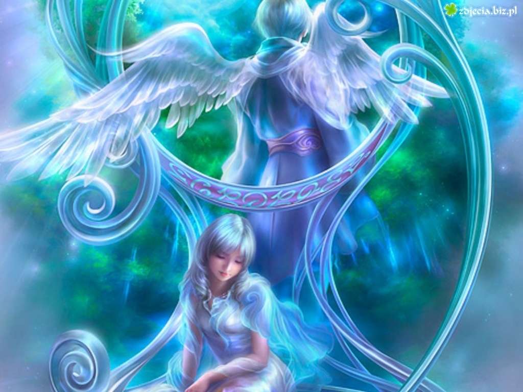 Grafika- kobieta anioł puzzle online