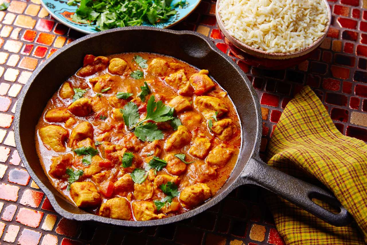Kurczak curry przepis indyjski z ryżem basmati puzzle online