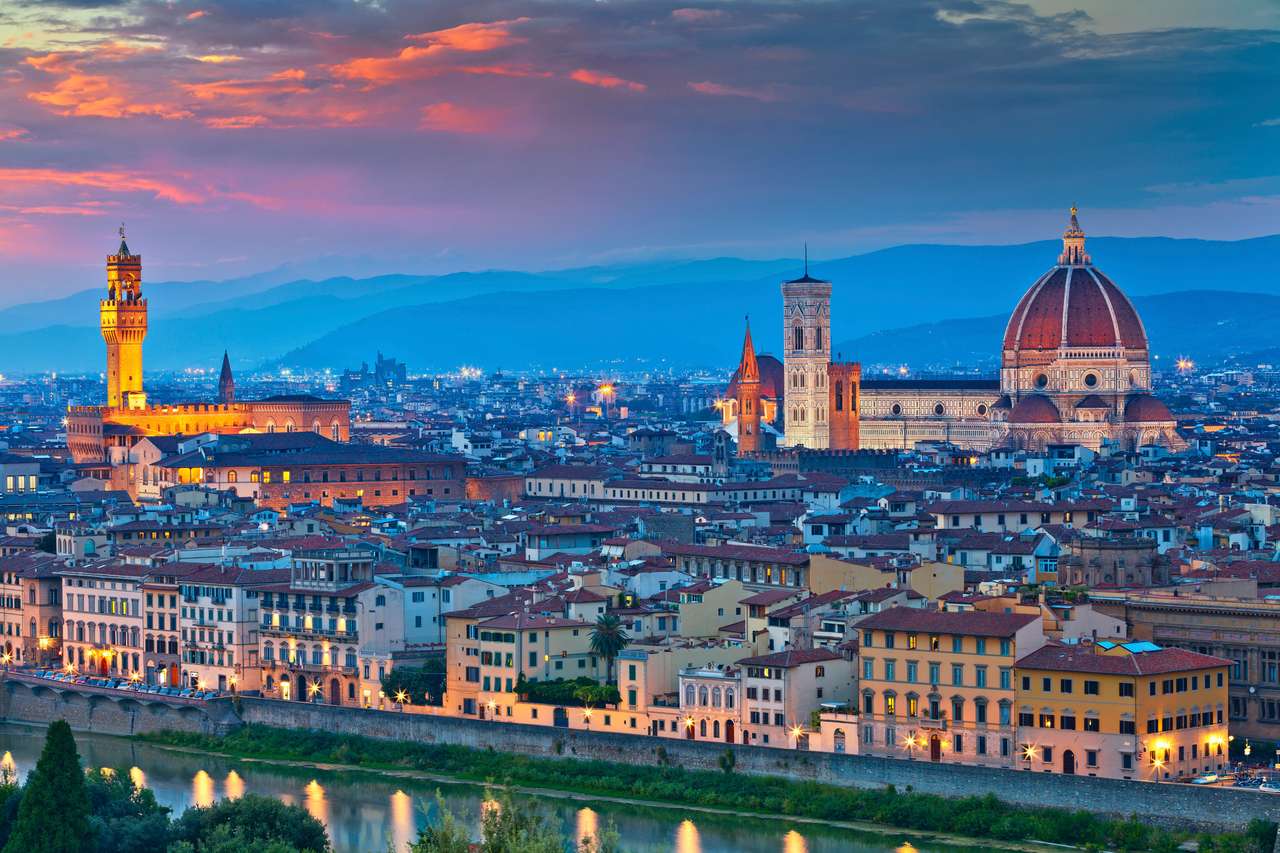 Florencja podczas pięknego zachodu słońca. puzzle online