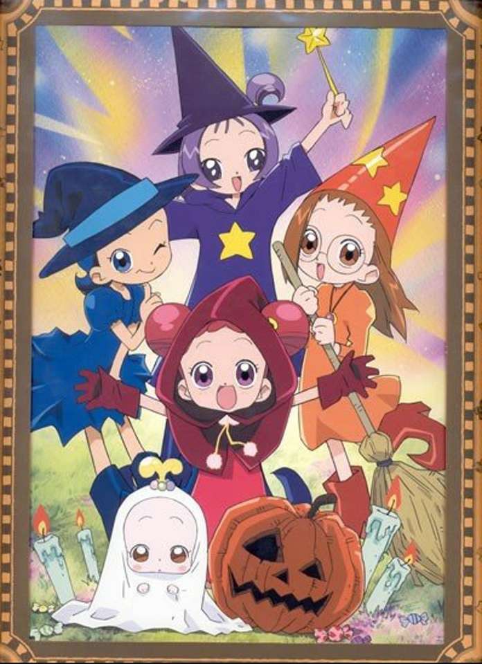 Halloweenowe czarownice i jeden duch puzzle online