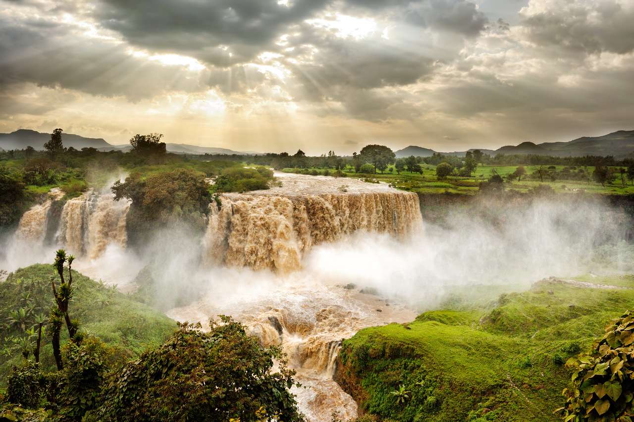 Wodospady Nilu Błękitnego, Tis Issat, Etiopia, Afryka puzzle online