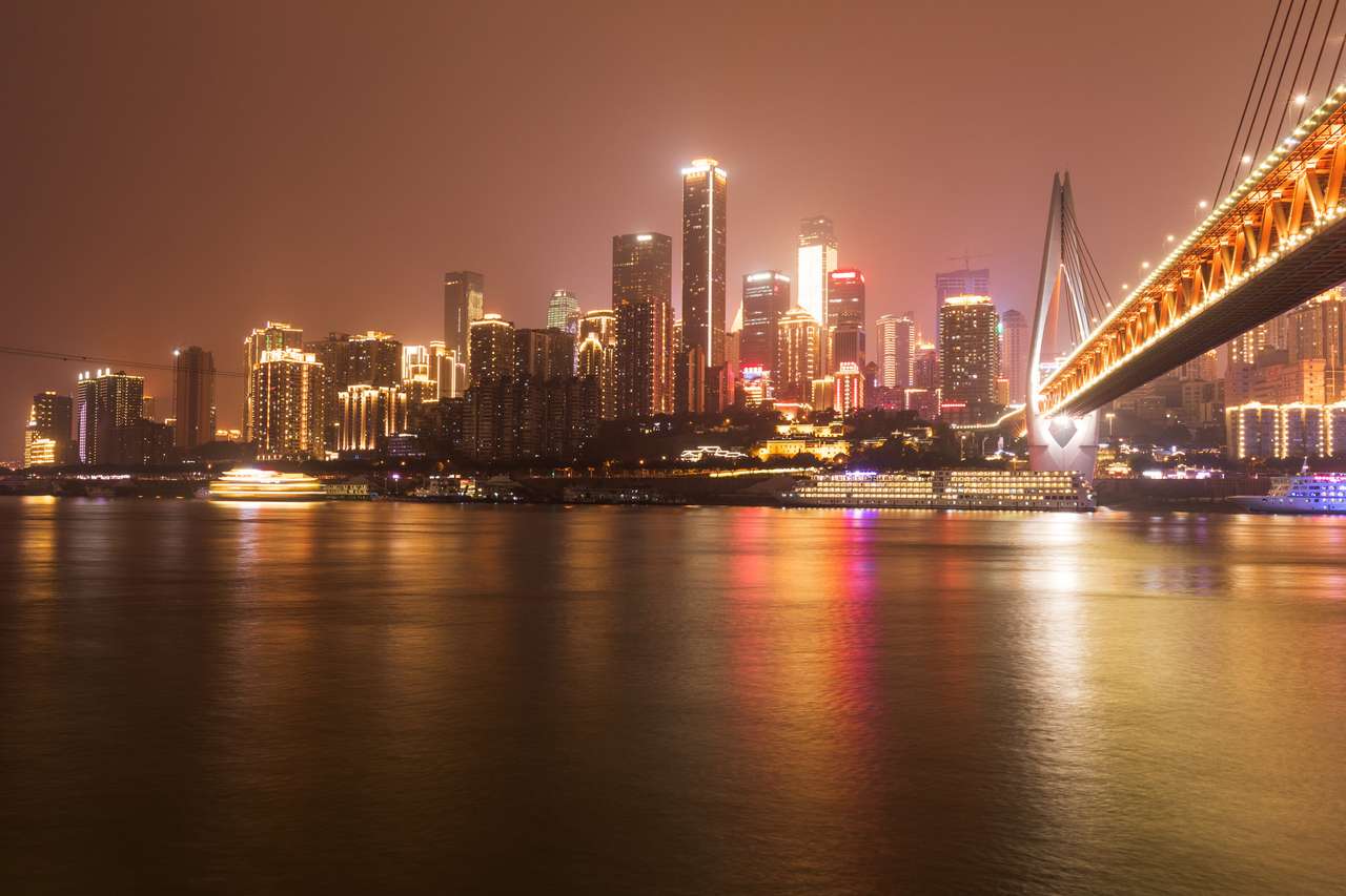 Nocny widok miasta Chongqing, Chiny puzzle online