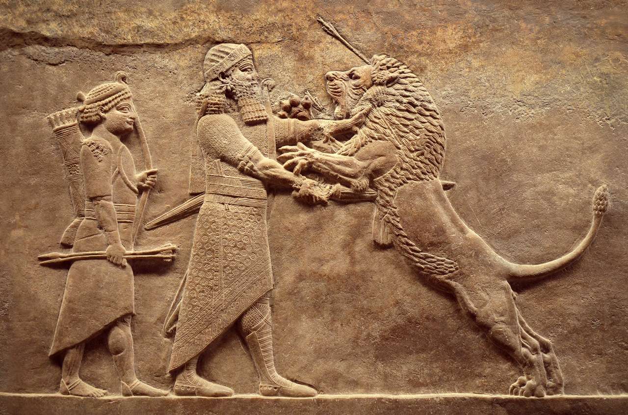 Płaskorzeźba asyryjskiego muru puzzle online