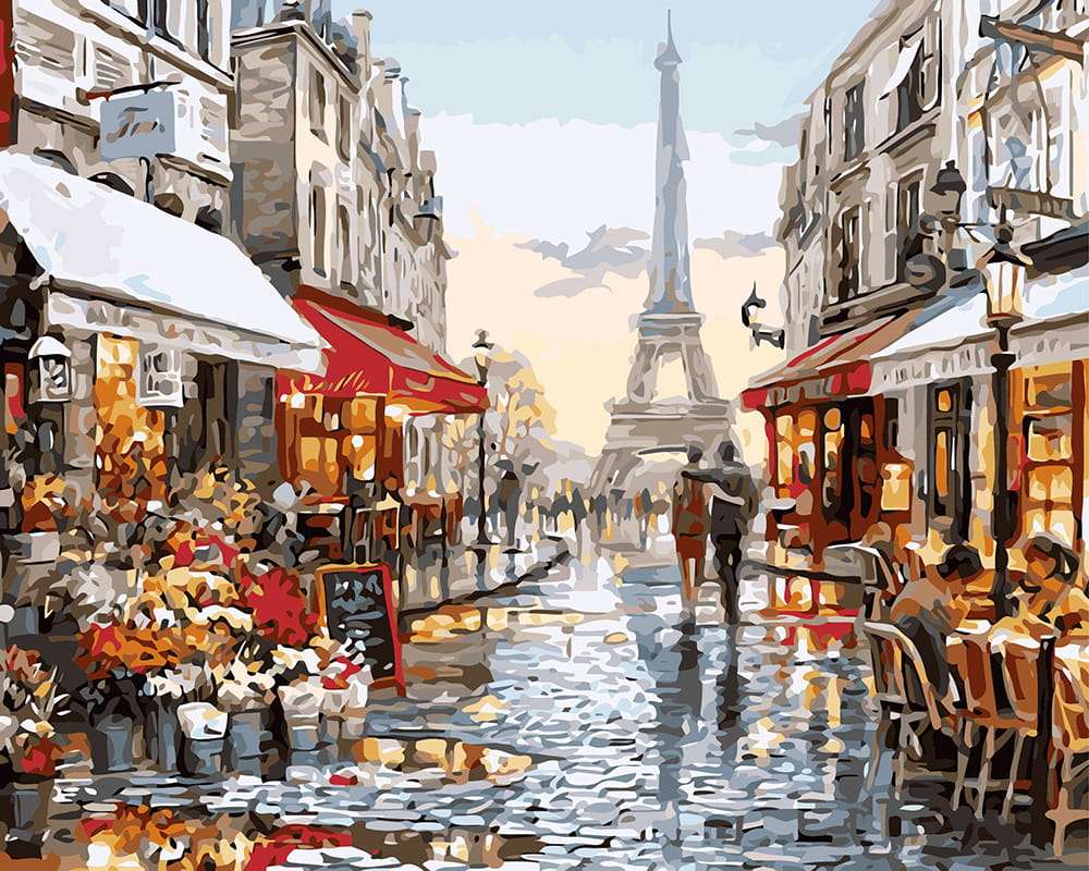 Paryska uliczka z kawiarenkami puzzle online