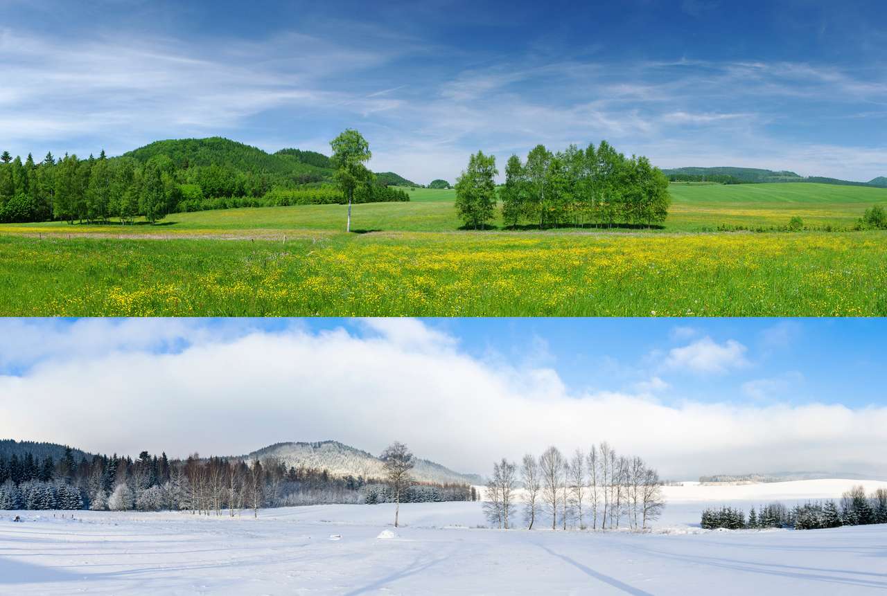 Porównanie 2 pór roku - zima i lato puzzle online