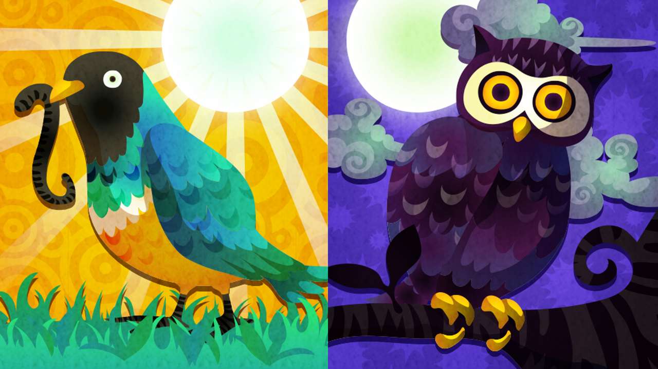 Wczesny ptaszek vs. Nocna sowa puzzle online