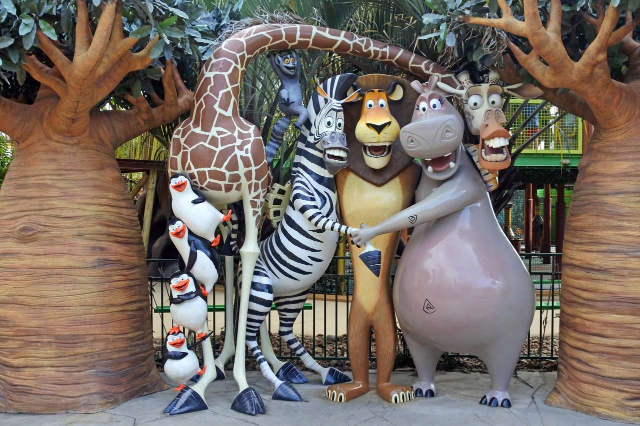 Madagaskarowe postacie filmowe w Dreamworld puzzle online