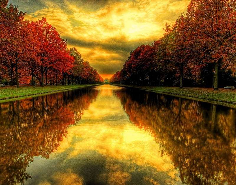 Natura-  jesień, rzeka puzzle online