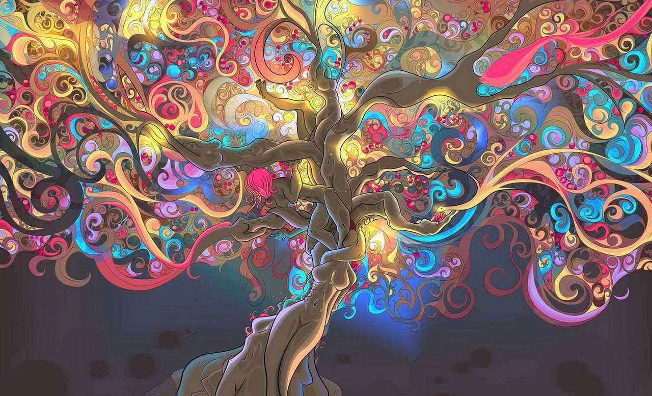 wielokolorowe drzewo puzzle online
