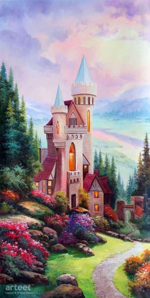 kasteel met bloemen legpuzzel