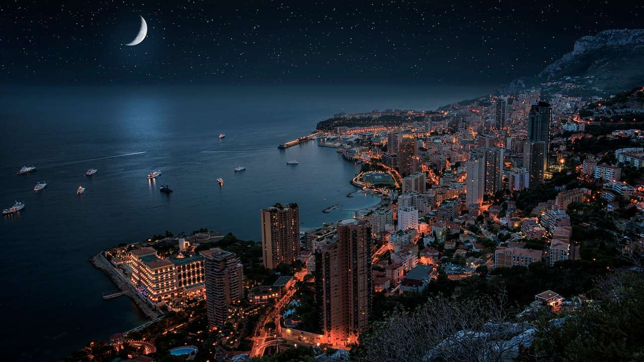Monako w świetle księżyca puzzle online