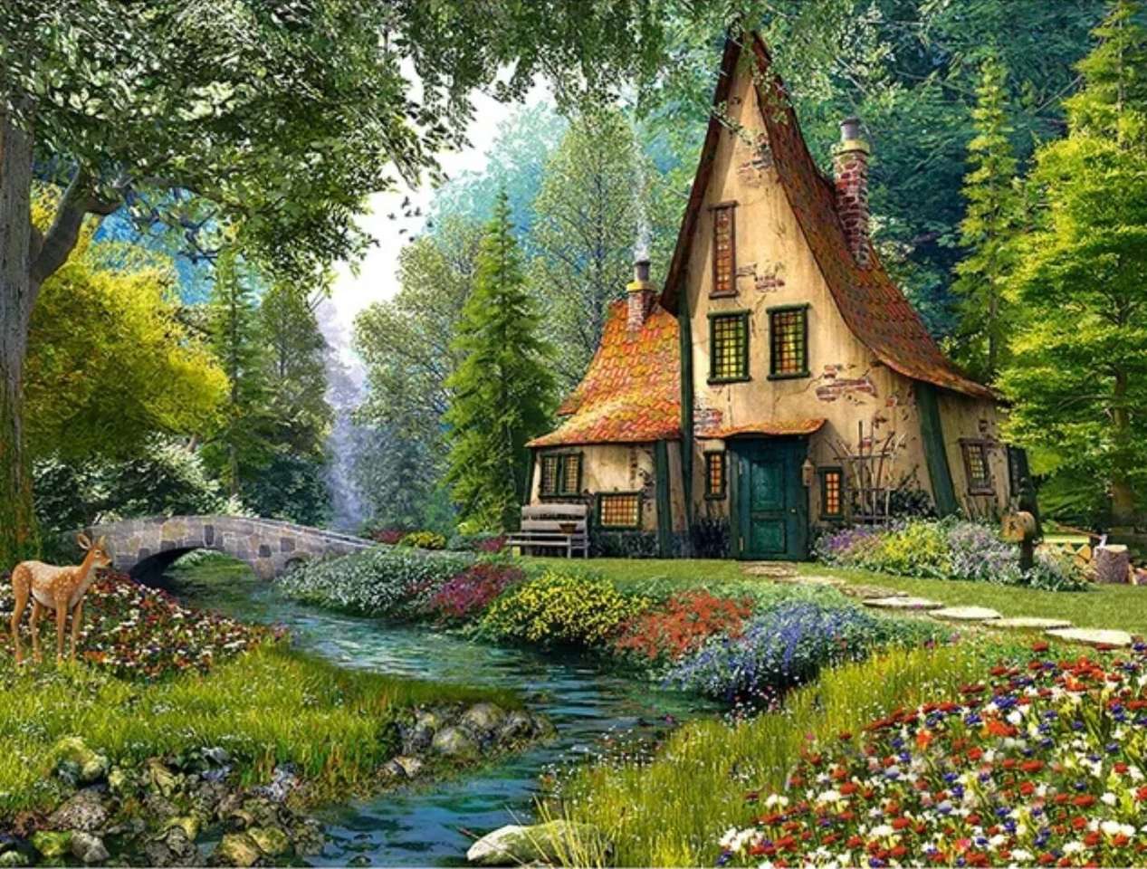 dom w lesie puzzle online