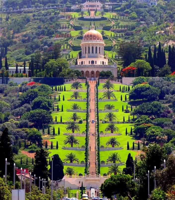 Świątynia, hajfa, bahai, ogrody w Izraelu puzzle online
