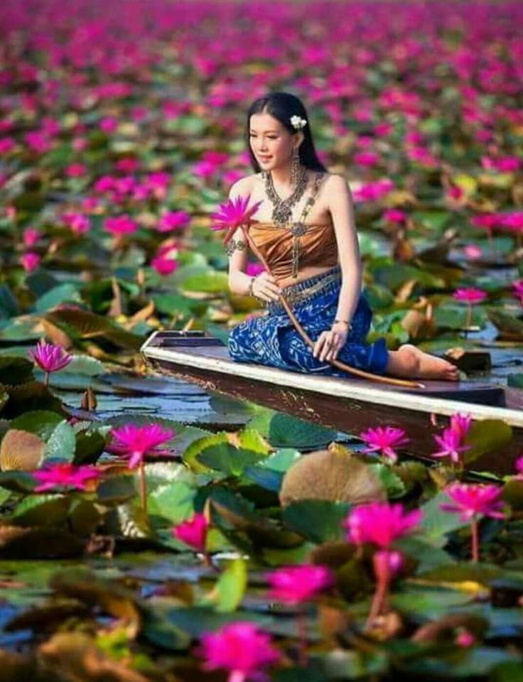 dziewczyna w liliach wodnych puzzle online