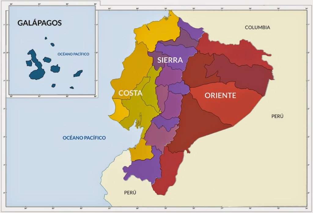 Mapa Ekwadoru i jego regionów puzzle online