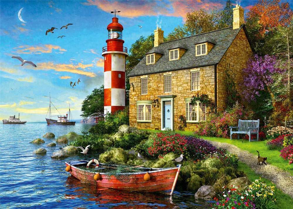 Dom z latarnią nad morzem puzzle online