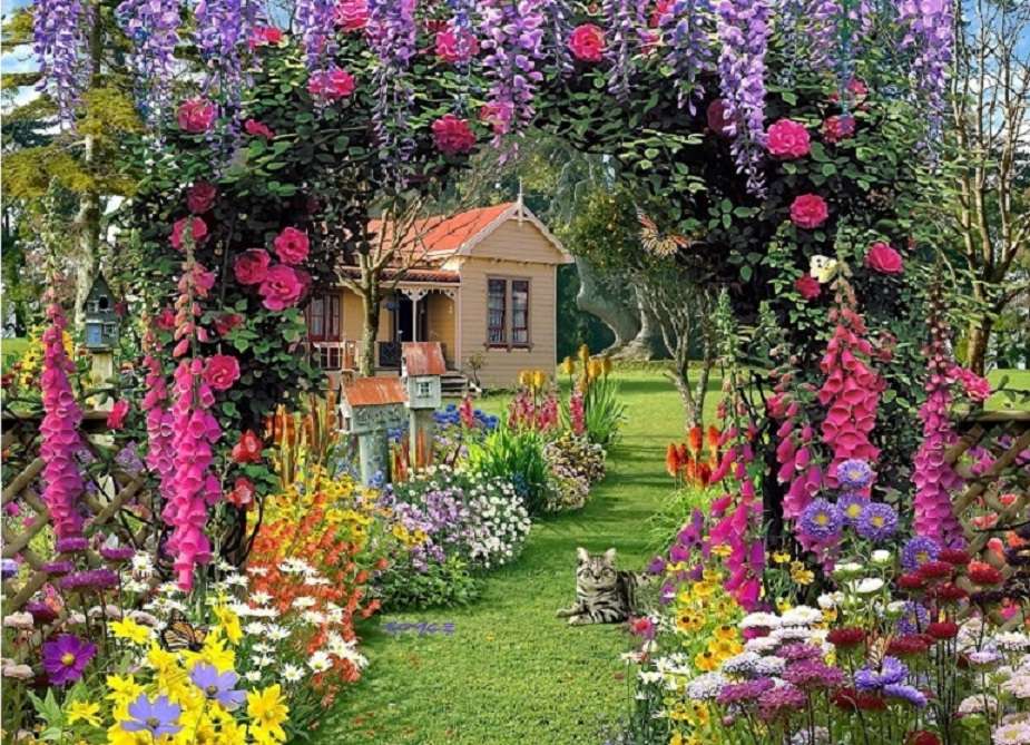 W pięknym ogrodzie. puzzle online