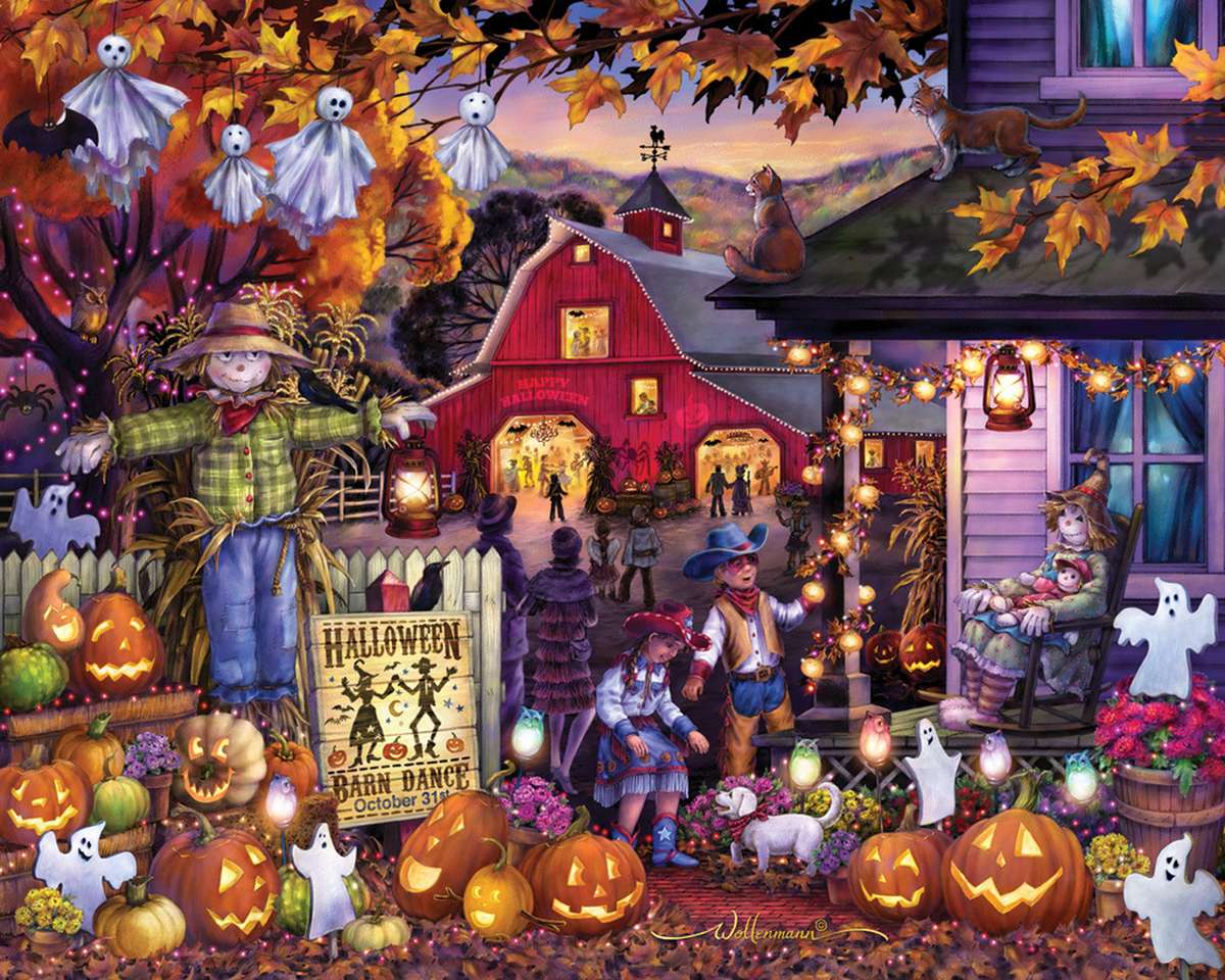 Halloweenowy taniec w stodole puzzle online