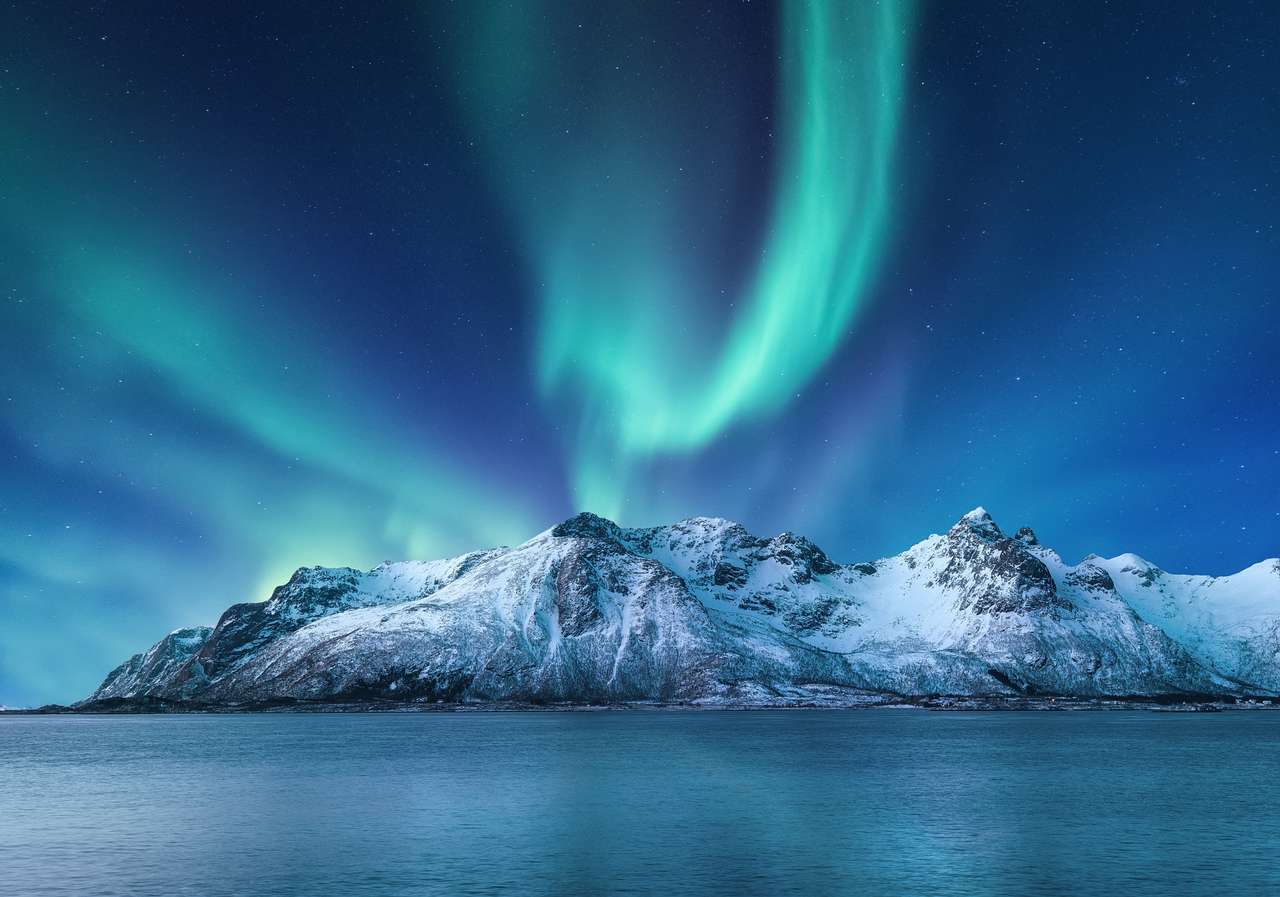 Aurora Borealis, Lofoty, Norwegia puzzle online