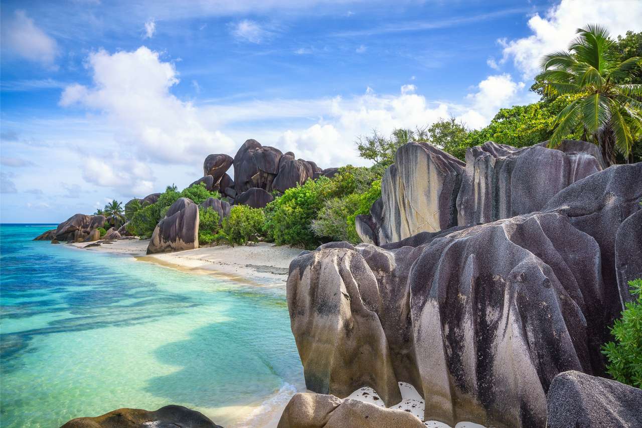 piękna tropikalna plaża w anse source d'argent puzzle online