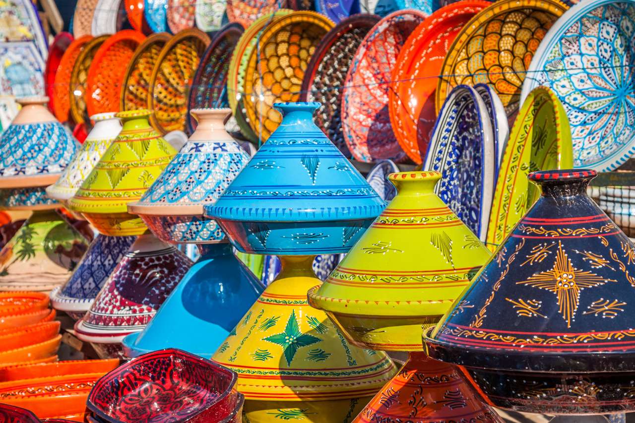 Tajines na rynku, Marrakesz, Maroko puzzle online