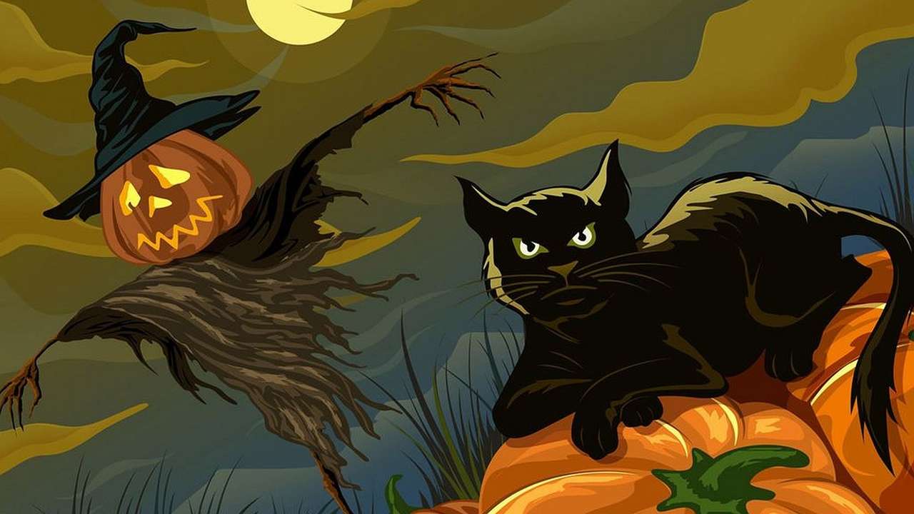 Halloweenowy kot puzzle online
