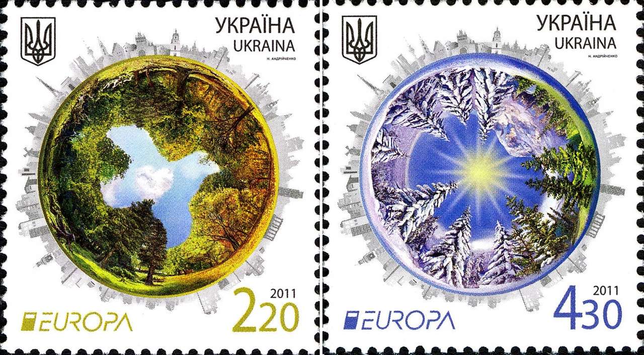 Ukraińskie znaczki - Europa: Lasy puzzle online