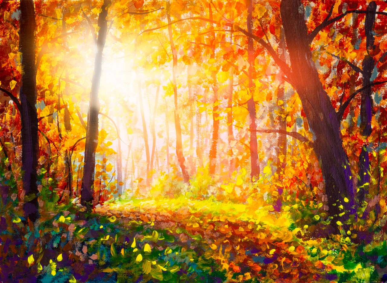 Ścieżka przez mglisty las jesienią puzzle online