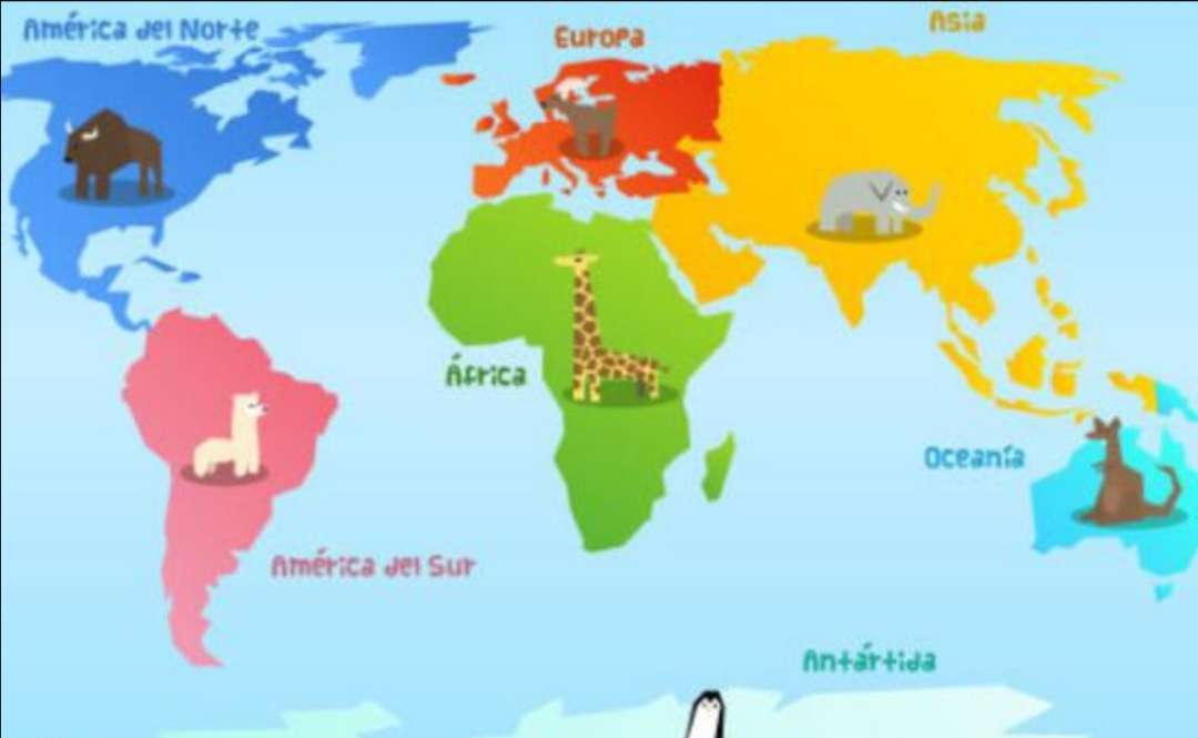Pangea ze zwierzętami kontynentalnymi puzzle online