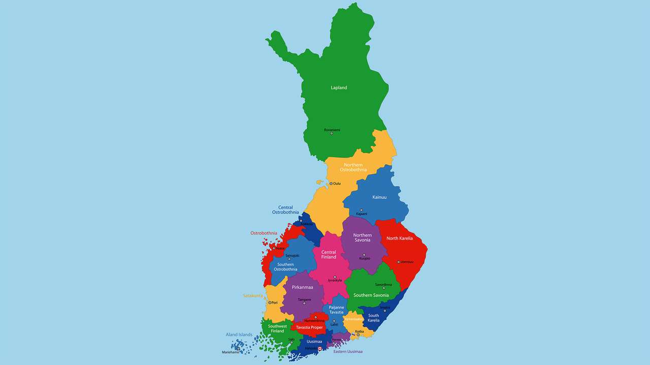 mapa Finlandii puzzle online