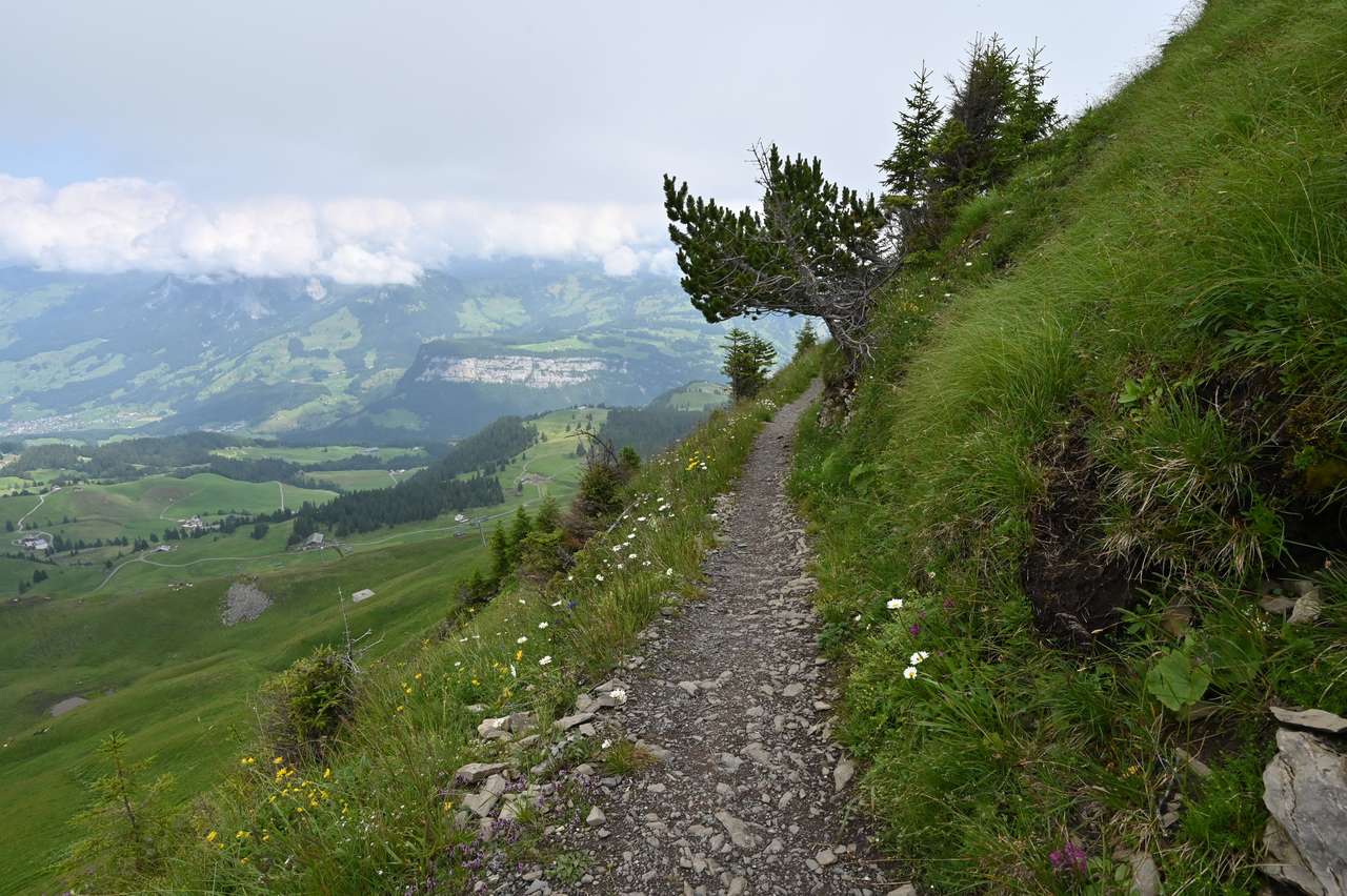 Kamienny szlak pieszy szlak w Alpach na szczyt. puzzle online