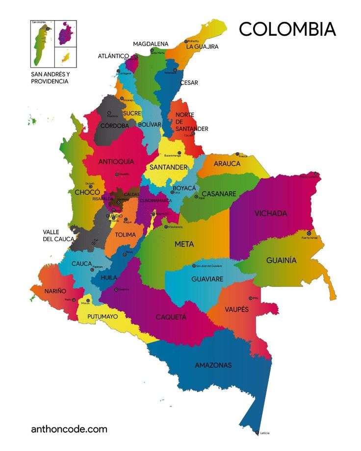 Kolumbia mapa puzzle online