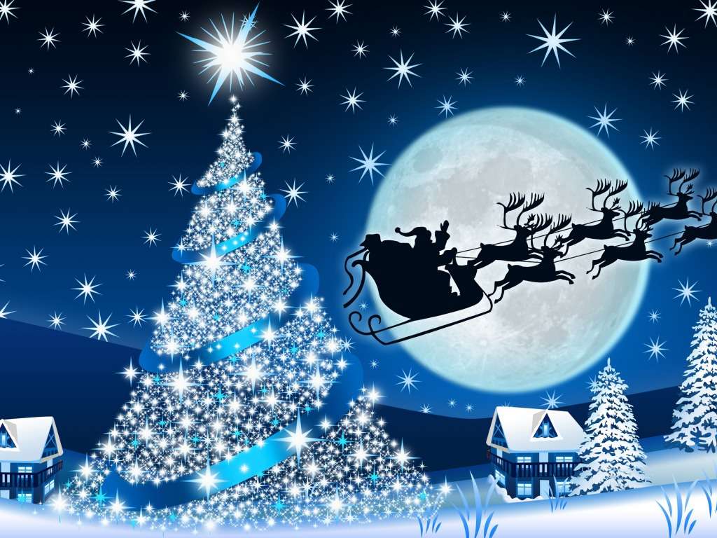 Boże Narodzenie: renifer Świętego Mikołaja w cieniu lalek puzzle online