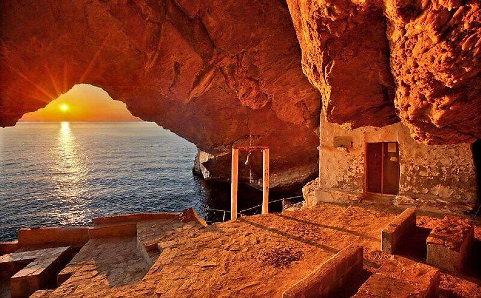 Grecka wyspa Syros Zachód słońca puzzle online