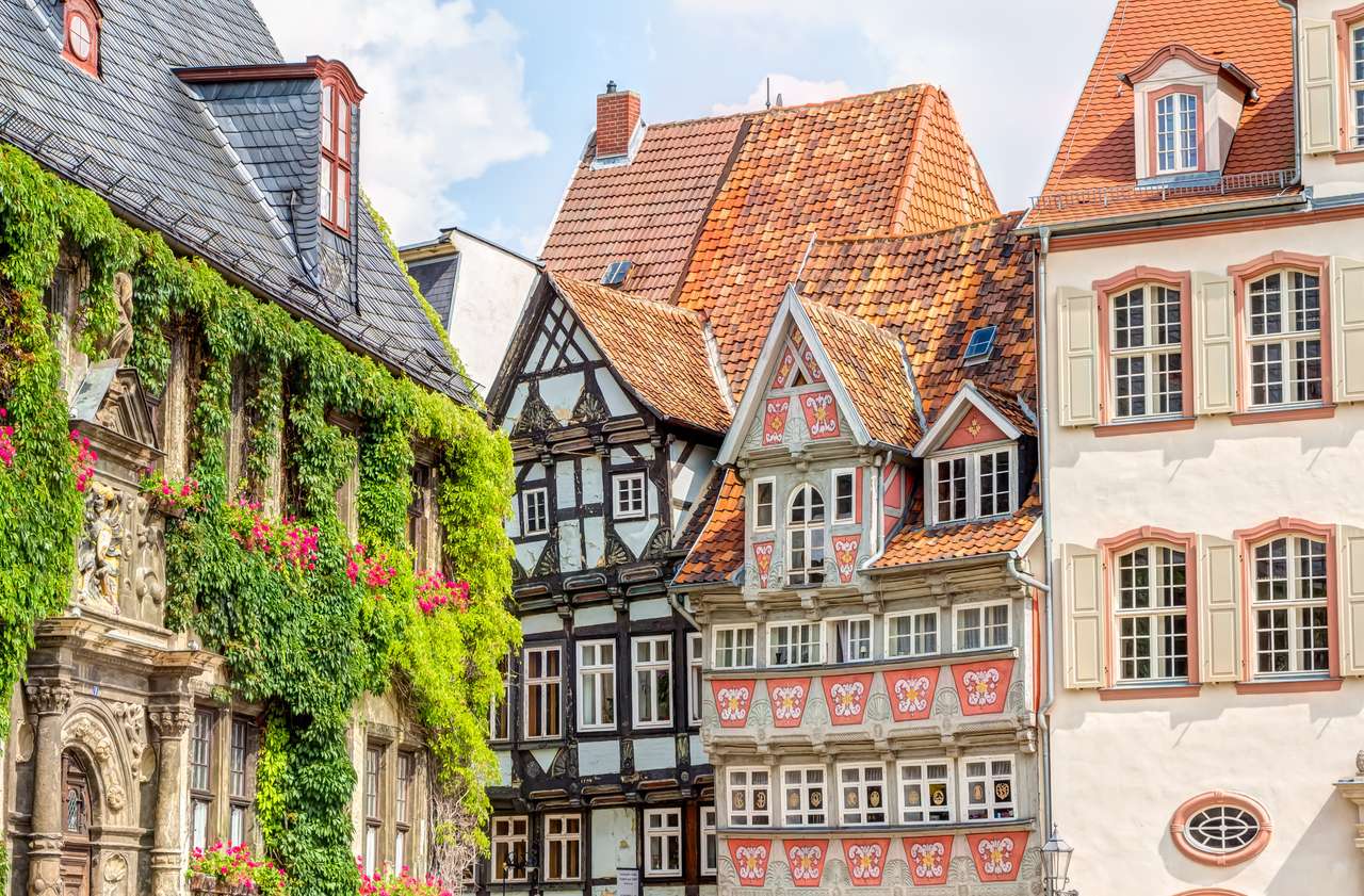 Domy szkieletowe Stare miasto Quedlinburg, Niemcy puzzle online