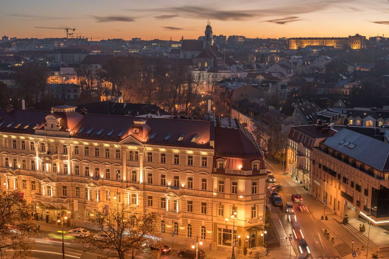 Widok z lotu ptaka na Stare Miasto w Wilnie, Litwa puzzle online