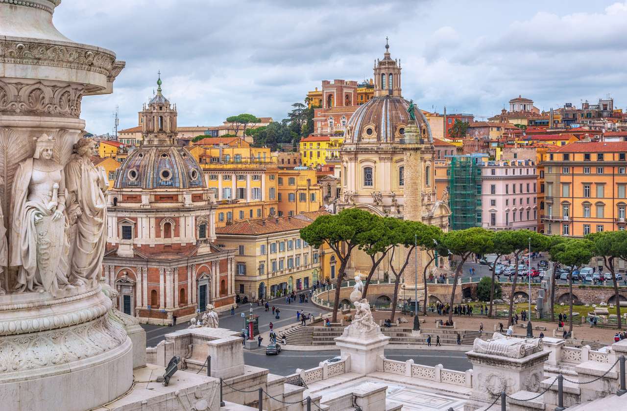 Kolumna Trajana i kościół Santa Maria di Loreto, Rzym, Włochy puzzle online