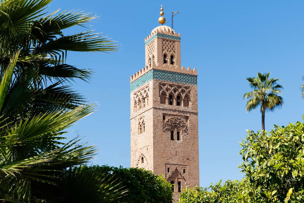 Wieża minaretowa meczetu Kasbah w Marakeszu puzzle online