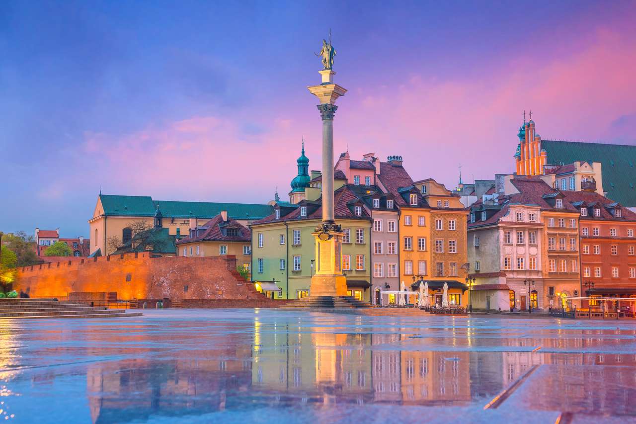 Stare Miasto w Warszawie, Polska o zmierzchu puzzle online