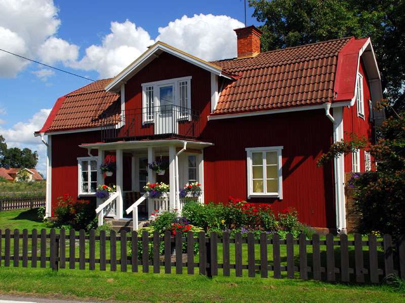 Czerwony dom w Szwecji puzzle online